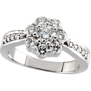 14K Gold Round Natural Diamond Cluster Ring – 4.3mm Stones - view 5