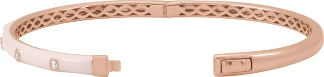 14K Gold Round Natural Diamond Accented Bangle Bracelet – 1.9mm Stones - Rose Gold - view 3