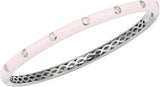 14K Gold Round Natural Diamond Accented Bangle Bracelet – 1.9mm Stones - White Gold - view 2