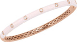 14K Gold Round Natural Diamond Accented Bangle Bracelet – 1.9mm Stones - Rose Gold - view 2