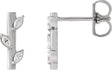 Platinum Marquise Natural Diamond Floral Bar Earrings