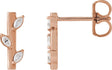 14K Gold Marquise Natural Diamond Floral Bar Earrings - Rose Gold