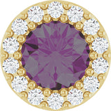 14K Gold Round Lab-Grown Alexandrite Halo-Style Pendant - Yellow Gold