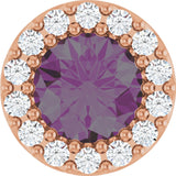 14K Gold Round Lab-Grown Alexandrite Halo-Style Pendant - Rose Gold