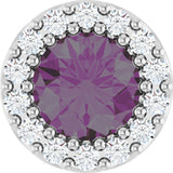 14K Gold Round Lab-Grown Alexandrite Halo-Style Pendant - White Gold