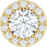 14K Gold Round Natural White Sapphire Halo-Style Pendant - Yellow Gold
