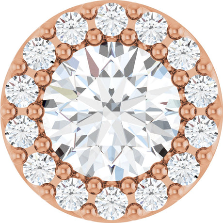 14K Gold Round Natural Diamond Halo-Style Pendant – up to 1/3 CTW - Rose Gold