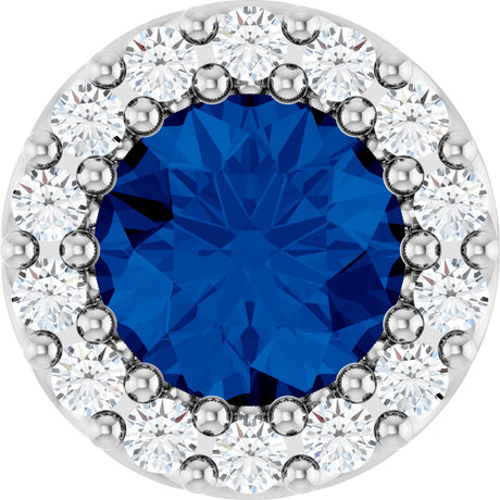 Platinum Round Lab-Grown Blue Sapphire Halo-Style Pendant – up to 0.08 CTW