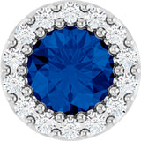 Platinum Round Natural Blue Sapphire Halo-Style Pendant – up to 1/10 CTW