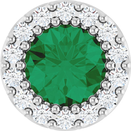 Platinum Round Lab-Grown Emerald Halo-Style Pendant – up to 1/10 CTW