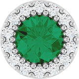 14K Gold Round Natural Emerald Halo-Style Pendant – up to 0.08 CTW - White Gold