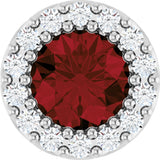 Platinum Round Natural Mozambique Garnet Halo-Style Pendant