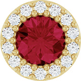 14K Gold Round Lab-Grown Ruby Halo-Style Pendant – up to 0.08 CTW - Yellow Gold