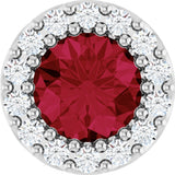 Platinum Round Natural Ruby Halo-Style Pendant – up to 0.08 CTW