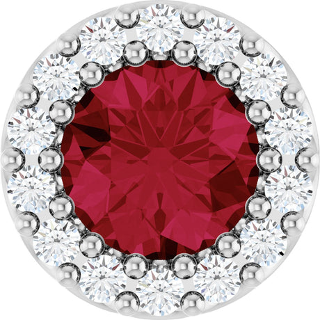 Platinum Round Natural Ruby Halo-Style Pendant – up to 0.08 CTW