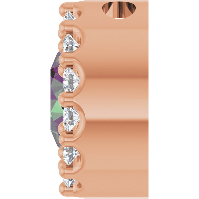 14K Gold Round Lab-Grown Alexandrite Halo-Style Pendant - Rose Gold - view 3