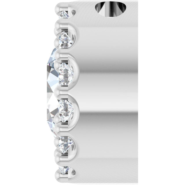 14K Gold Round Natural White Sapphire Halo-Style Pendant - White Gold - view 3