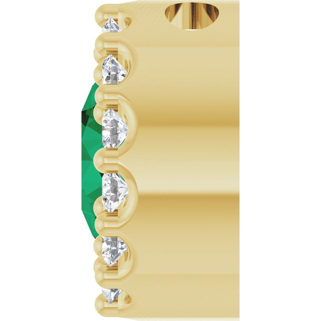 14K Gold Round Natural Emerald Halo-Style Pendant – up to 0.08 CTW - Yellow Gold - view 3
