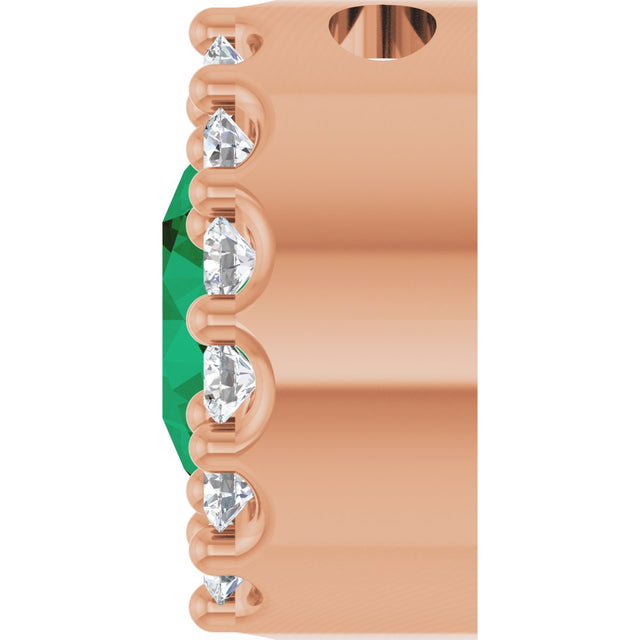 14K Gold Round Natural Emerald Halo-Style Pendant – up to 0.08 CTW - Rose Gold - view 3