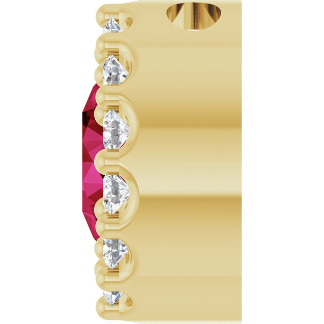 14K Gold Round Natural Ruby Halo-Style Pendant – up to 1/10 CTW - Yellow Gold - view 3