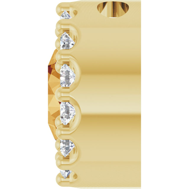 14K Gold Round Natural Citrine Halo-Style Pendant - Yellow Gold - view 3