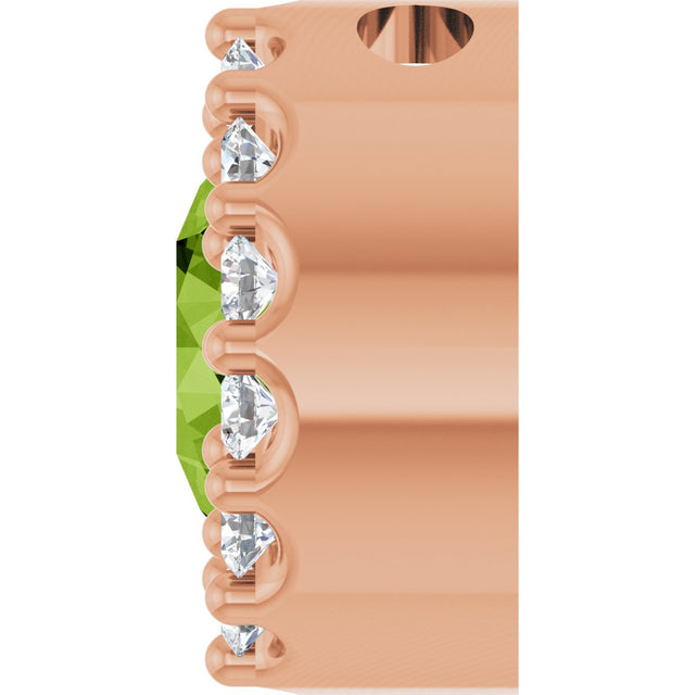 14K Gold Round Natural Peridot Halo-Style Pendant - Rose Gold - view 3