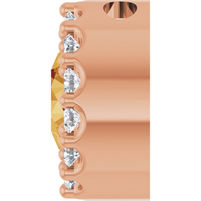 14K Gold Round Natural Citrine Halo-Style Pendant - Rose Gold - view 3