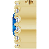 14K Gold Round Lab-Grown Blue Sapphire Halo-Style Pendant – up to 1/10 CTW - Yellow Gold - view 3