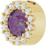 14K Gold Round Lab-Grown Alexandrite Halo-Style Pendant - Yellow Gold - view 2