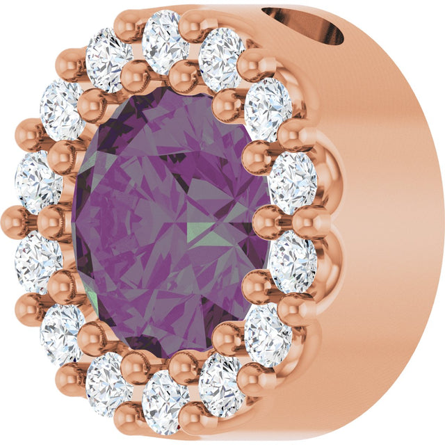 14K Gold Round Lab-Grown Alexandrite Halo-Style Pendant - Rose Gold - view 2