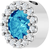 Platinum Round Natural Blue Zircon Halo-Style Pendant - view 2