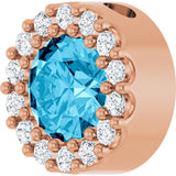 14K Gold Round Natural Aquamarine Halo-Style Pendant - Rose Gold - view 2