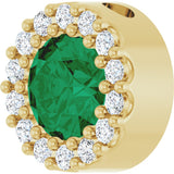 14K Gold Round Lab-Grown Emerald Halo-Style Pendant – up to 1/10 CTW - Yellow Gold - view 2