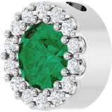 14K Gold Round Natural Emerald Halo-Style Pendant – up to 0.08 CTW - White Gold - view 2