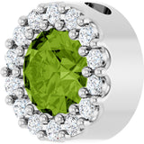 14K Gold Round Natural Peridot Halo-Style Pendant - White Gold - view 2
