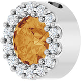 14K Gold Round Natural Citrine Halo-Style Pendant - White Gold - view 2