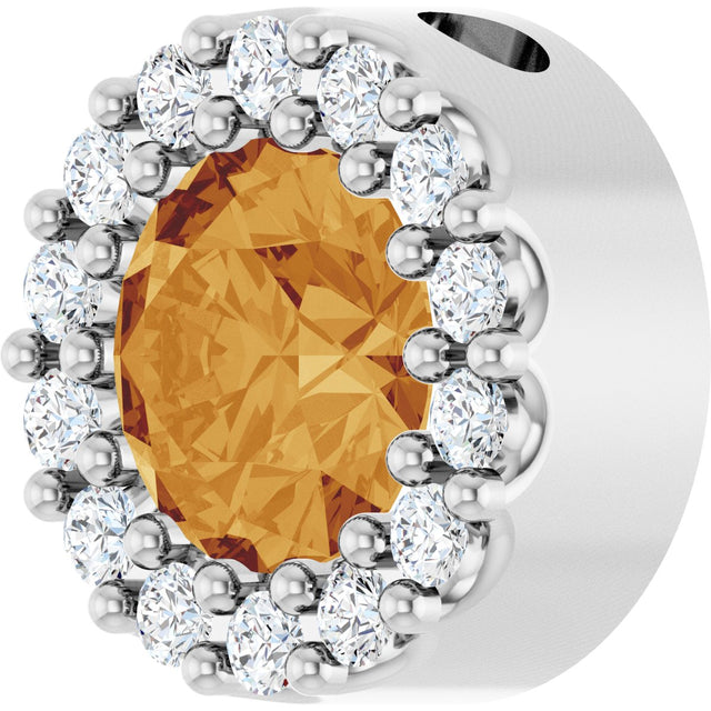 Platinum Round Natural Citrine Halo-Style Pendant - view 2