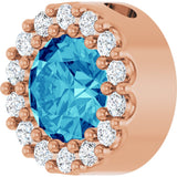 14K Gold Round Natural Blue Zircon Halo-Style Pendant - Rose Gold - view 2