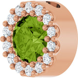 14K Gold Round Natural Peridot Halo-Style Pendant - Rose Gold - view 2