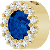 14K Gold Round Lab-Grown Blue Sapphire Halo-Style Pendant – up to 1/10 CTW - Yellow Gold - view 2