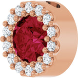 14K Gold Round Natural Ruby Halo-Style Pendant – up to 1/10 CTW - Rose Gold - view 2