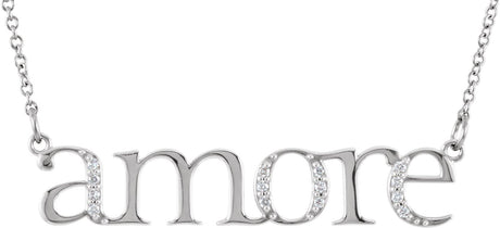 14K Gold Accented Amore Necklace - Rose Gold