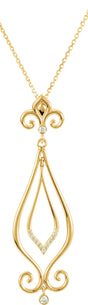 14K Gold Round Natural Diamond Fleur-de-lis Necklace or Pendant