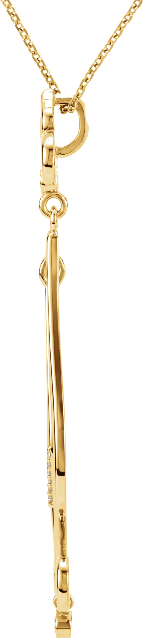 14K Gold Round Natural Diamond Fleur-de-lis Necklace or Pendant - view 2