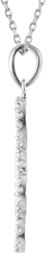 14K Gold Round Natural Diamond Petite Treble Clef Necklace or Pendant - White Gold - view 2