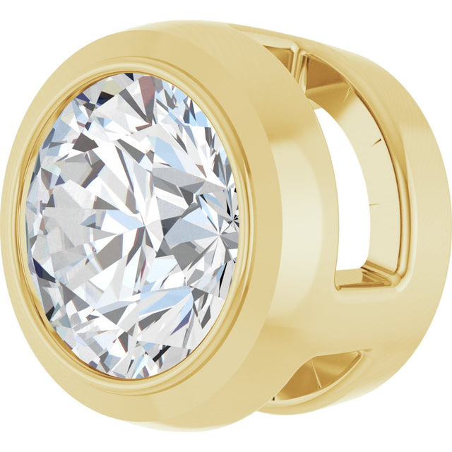 14K Gold Lab-Grown Diamond Round Bezel-Set Slide Pendant - Yellow Gold - view 2