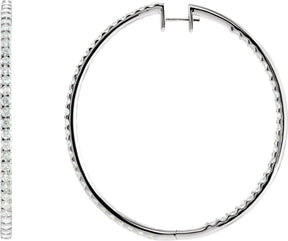 14K Gold Round Natural Diamond Inside-Outside Hoop Earrings III