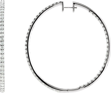 14K Gold Round Natural Diamond Inside-Outside Hoop Earrings III