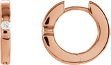 14K Gold Round Natural Diamond Hoop Earrings – 2.1mm Stones - Rose Gold