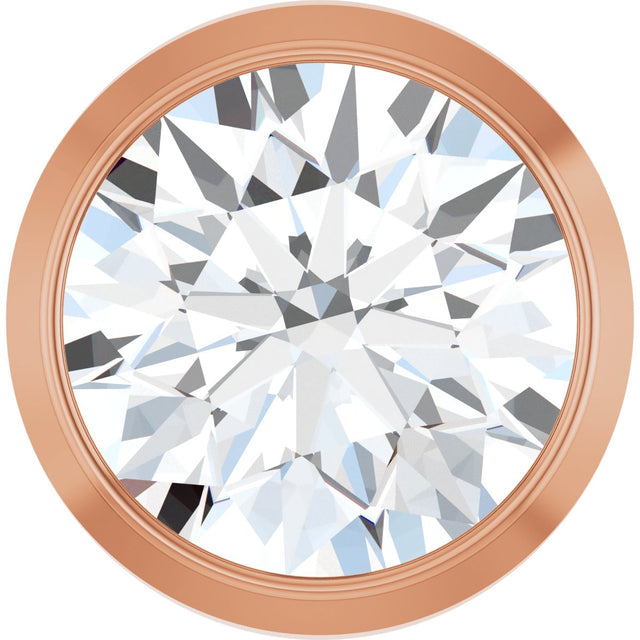 14K Gold Natural Diamond Round Bezel-Set Slide Pendant - Rose Gold